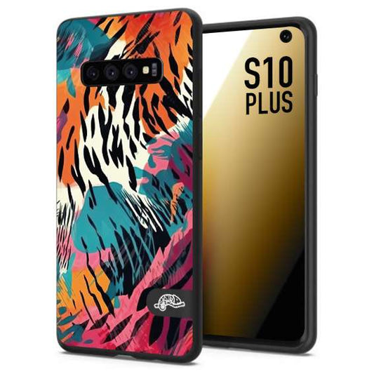 CUSTOMIZZA - Custodia cover nera morbida in tpu compatibile per Samsung S10 PLUS leopardato maculato tigrato tiger colorata summer color