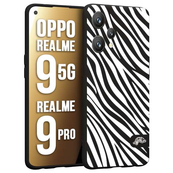CUSTOMIZZA - Custodia cover nera morbida in tpu compatibile per Oppo Realme 9 5G - 9 PRO zebrata maculata a rilievo soft touch donna bianca