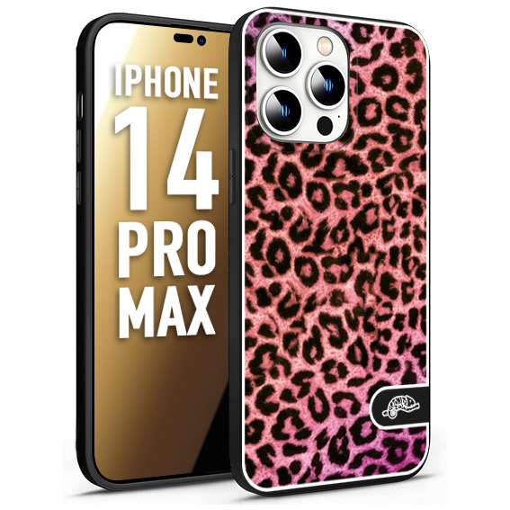 CUSTOMIZZA - Custodia cover nera morbida in tpu compatibile per iPhone 14 PRO MAX leopardato maculato donna rosa leopard