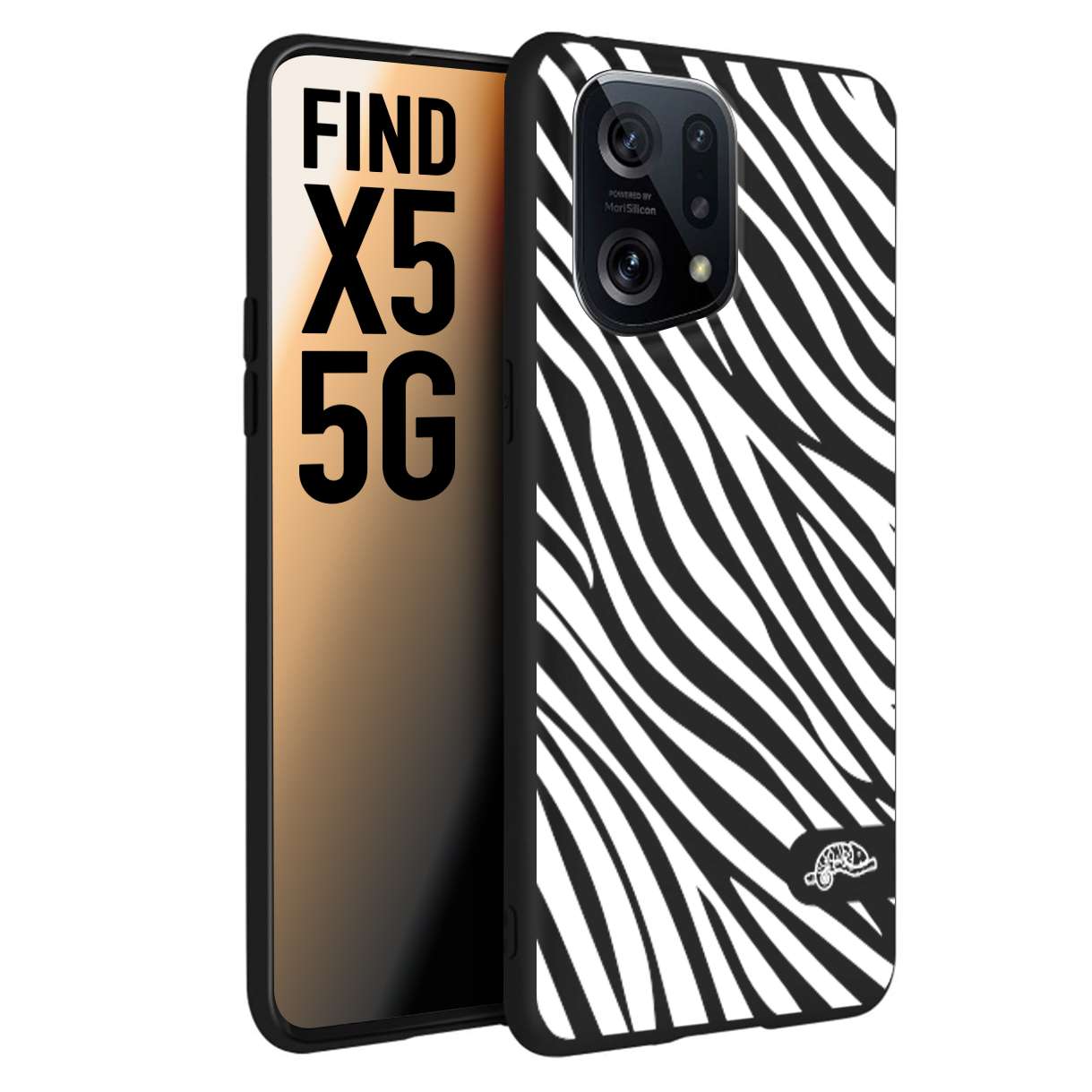 CUSTOMIZZA - Custodia cover nera morbida in tpu compatibile per Oppo Find X5 zebrata maculata a rilievo soft touch donna bianca