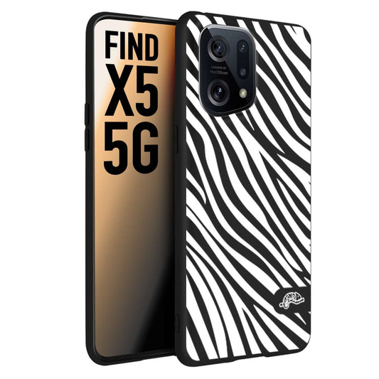 CUSTOMIZZA - Custodia cover nera morbida in tpu compatibile per Oppo Find X5 zebrata maculata a rilievo soft touch donna bianca