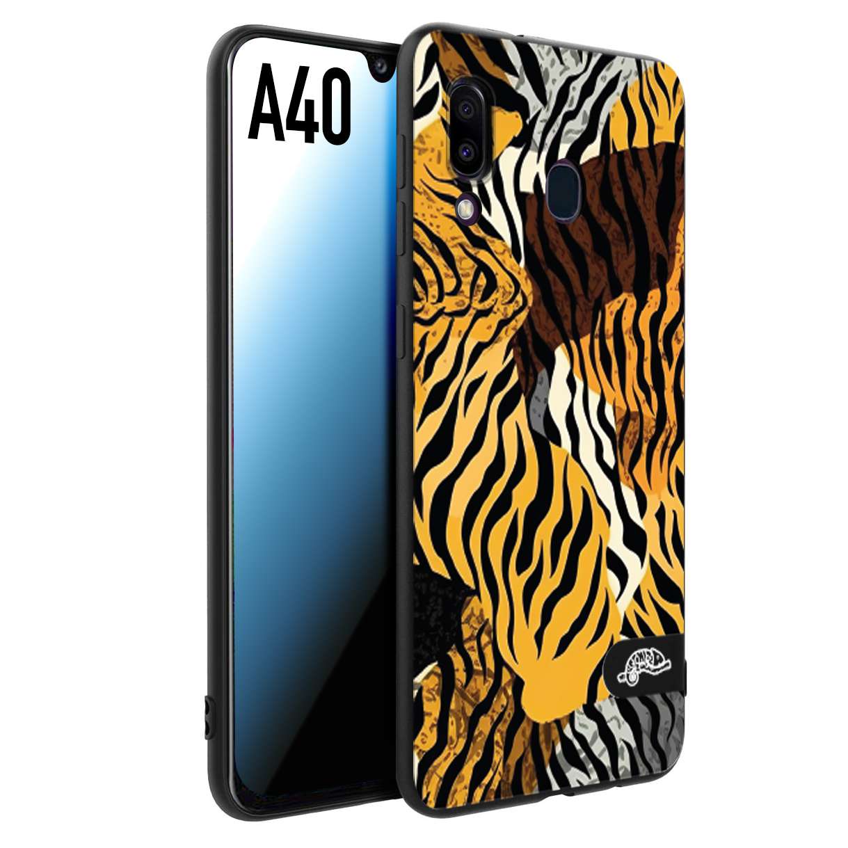 CUSTOMIZZA - Custodia cover nera morbida in tpu compatibile per Samsung A40 leopardato tigrato tiger colorata donna fashion estate