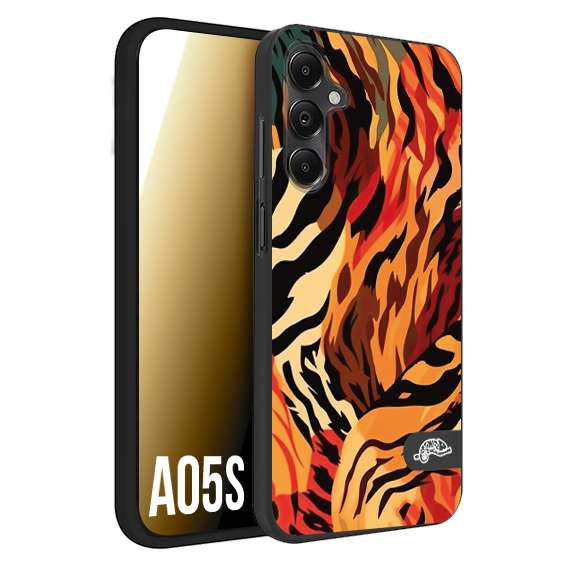 CUSTOMIZZA - Custodia cover nera morbida in tpu compatibile per Samsung A05S leopardato maculato tigrato tiger colorata gialla rossa arancio