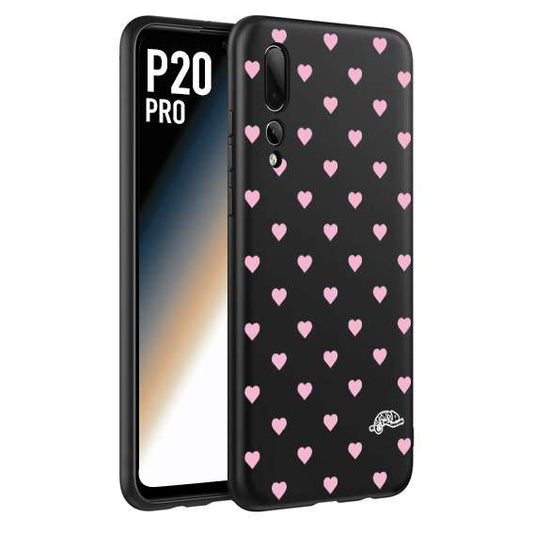 CUSTOMIZZA - Custodia cover nera morbida in tpu compatibile per Huawei P20 PRO cuori pois rosa su nero donna pin up vintage