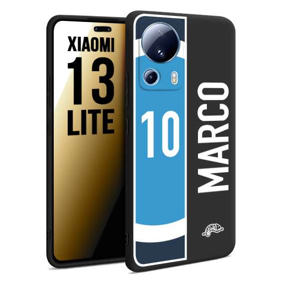 CUSTOMIZZA - Custodia cover nera morbida in tpu compatibile per Xiaomi 13 LITE personalizzata calcio football nome e numero calciatori biancoazzurri bianco celesti