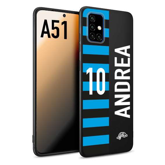 CUSTOMIZZA - Custodia cover nera morbida in tpu compatibile per Samsung A51 personalizzata calcio football nome e numero calciatori nerazzurra