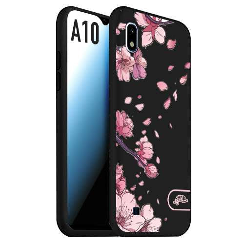 CUSTOMIZZA - Custodia cover nera morbida in tpu compatibile per Samsung A10 giapponese fiori di ciliegio in fiore a rilievo disegnata tattoo