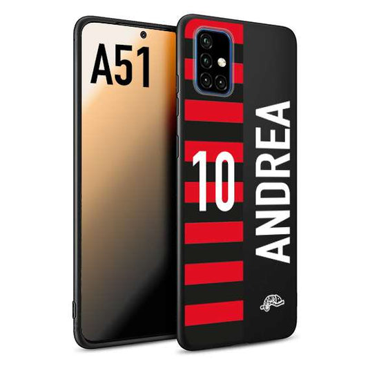 CUSTOMIZZA - Custodia cover nera morbida in tpu compatibile per Samsung A51 personalizzata calcio football nome e numero calciatori rossonera