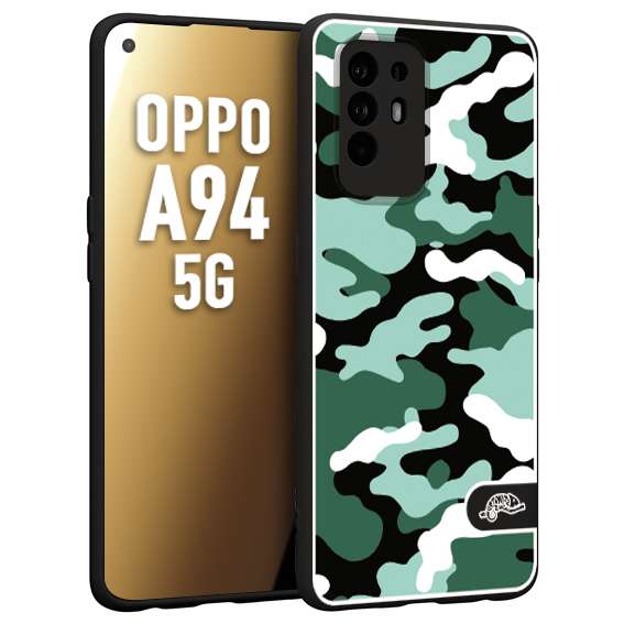 CUSTOMIZZA - Custodia cover nera morbida in tpu compatibile per Oppo A94 5G camouflage mimetico militare verde green