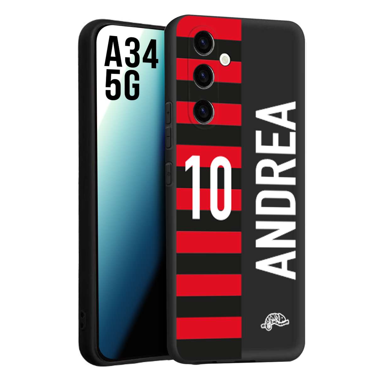 CUSTOMIZZA - Custodia cover nera morbida in tpu compatibile per Samsung A34 5G personalizzata calcio football nome e numero calciatori rossonera