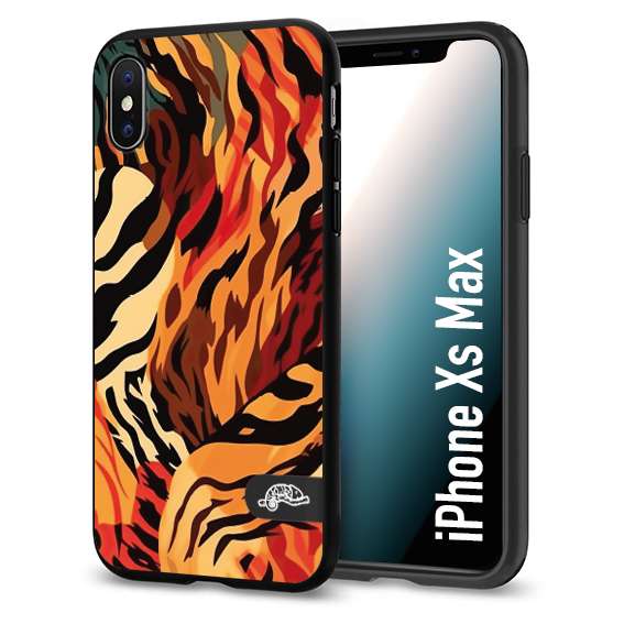 CUSTOMIZZA - Custodia cover nera morbida in tpu compatibile per iPhone Xs Max leopardato maculato tigrato tiger colorata gialla rossa arancio