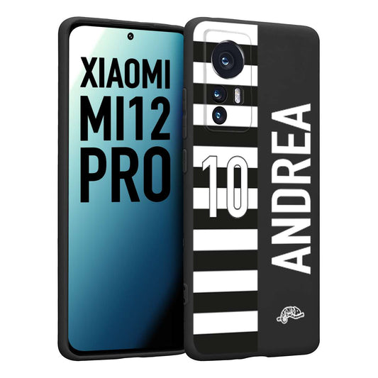 CUSTOMIZZA - Custodia cover nera morbida in tpu compatibile per Xiaomi 12 PRO personalizzata calcio football nome e numero calciatori bianconera