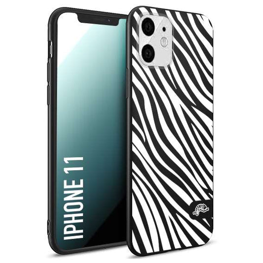 CUSTOMIZZA - Custodia cover nera morbida in tpu compatibile per iPhone 11 zebrata maculata a rilievo soft touch donna bianca