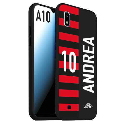 CUSTOMIZZA - Custodia cover nera morbida in tpu compatibile per Samsung A10 personalizzata calcio football nome e numero calciatori rossonera