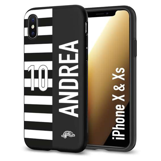 CUSTOMIZZA - Custodia cover nera morbida in tpu compatibile per iPhone X - Xs personalizzata calcio football nome e numero calciatori bianconera