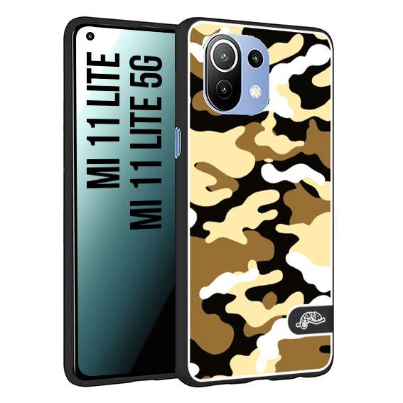 CUSTOMIZZA - Custodia cover nera morbida in tpu compatibile per Xiaomi Mi 11 Lite / Mi 11 Lite 5G camouflage mimetico militare giallo desert brown