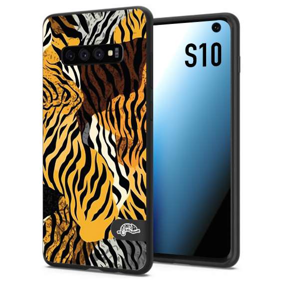 CUSTOMIZZA - Custodia cover nera morbida in tpu compatibile per Samsung S10 leopardato tigrato tiger colorata donna fashion estate