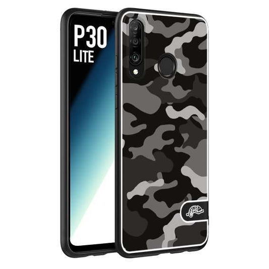 CUSTOMIZZA - Custodia cover nera morbida in tpu compatibile per Huawei P30 LITE camouflage mimetico militare nero black grigio