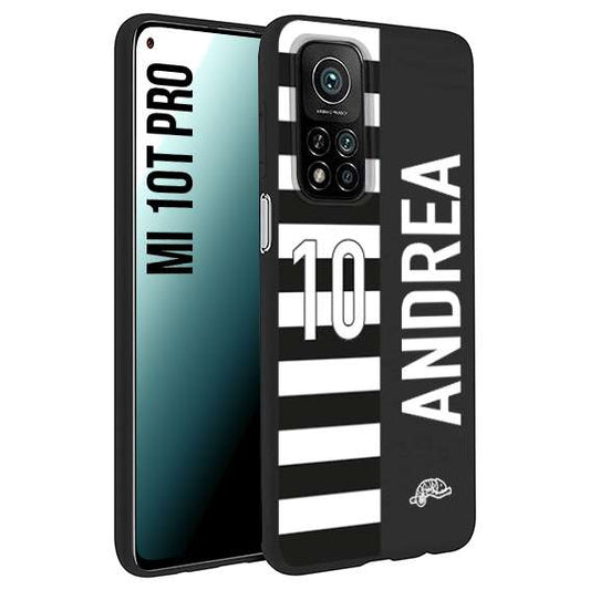 CUSTOMIZZA - Custodia cover nera morbida in tpu compatibile per Xiaomi Mi 10T PRO personalizzata calcio football nome e numero calciatori bianconera