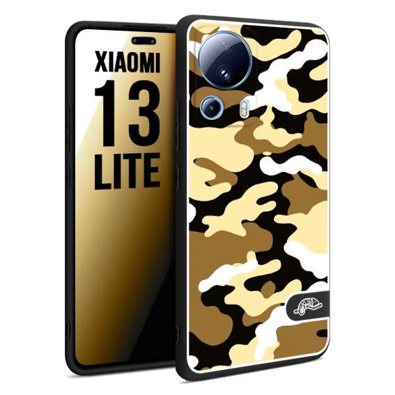 CUSTOMIZZA - Custodia cover nera morbida in tpu compatibile per Xiaomi 13 LITE camouflage mimetico militare giallo desert brown