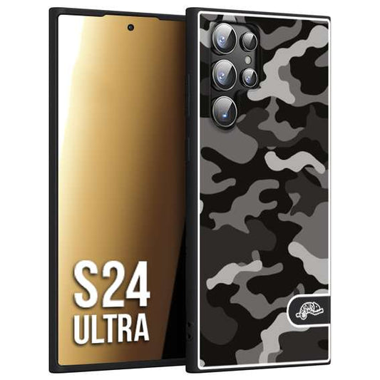 CUSTOMIZZA - Custodia cover nera morbida in tpu compatibile per Samsung S24 ULTRA camouflage mimetico militare nero black grigio