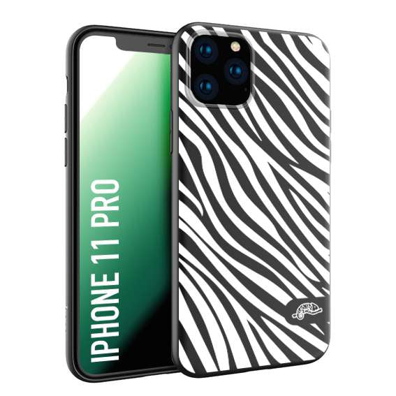 CUSTOMIZZA - Custodia cover nera morbida in tpu compatibile per iPhone 11 PRO zebrata maculata a rilievo soft touch donna bianca