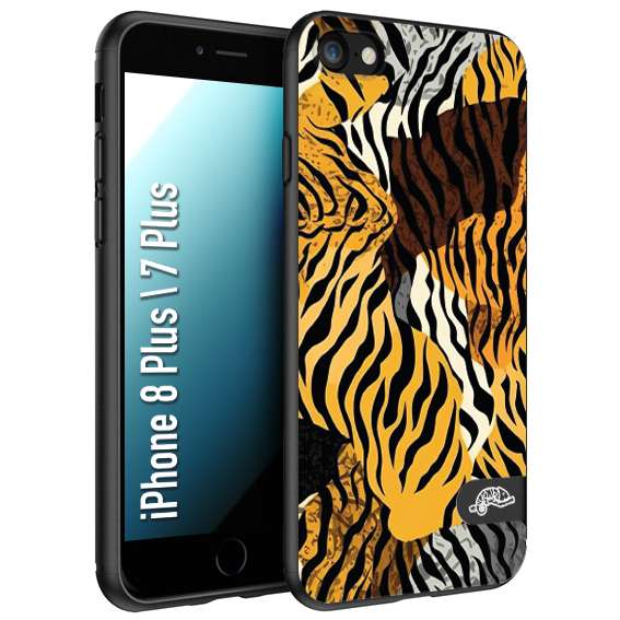 CUSTOMIZZA - Custodia cover nera morbida in tpu compatibile per iPhone 7 Plus - 8 plusleopardato tigrato tiger colorata donna fashion estate