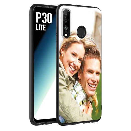 CUSTOMIZZA - Custodia cover nera morbida in tpu compatibile per Huawei P30 LITE personalizzata con foto immagine scritta a piacere