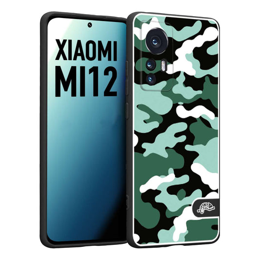 CUSTOMIZZA - Custodia cover nera morbida in tpu compatibile per Xiaomi 12 5G camouflage mimetico militare verde green