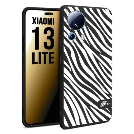 CUSTOMIZZA - Custodia cover nera morbida in tpu compatibile per Xiaomi 13 LITE zebrata maculata a rilievo soft touch donna bianca