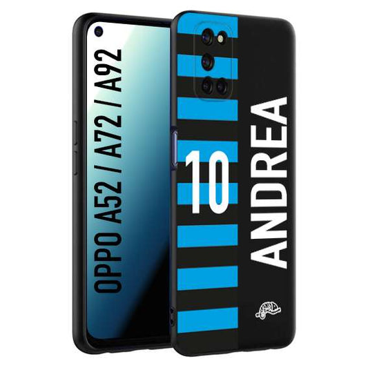 CUSTOMIZZA - Custodia cover nera morbida in tpu compatibile per Oppo A52 - A72 - A92 personalizzata calcio football nome e numero calciatori nerazzurra