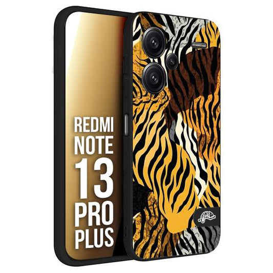 CUSTOMIZZA - Custodia cover nera morbida in tpu compatibile per Xiaomi Redmi Note 13 PRO PLUS leopardato tigrato tiger colorata donna fashion estate