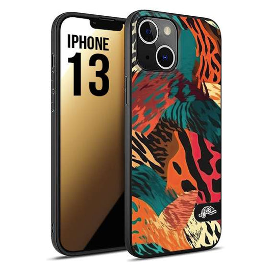 CUSTOMIZZA - Custodia cover nera morbida in tpu compatibile per iPhone 13 leopardato tigrato tiger colorata summer arancio verde fucsia