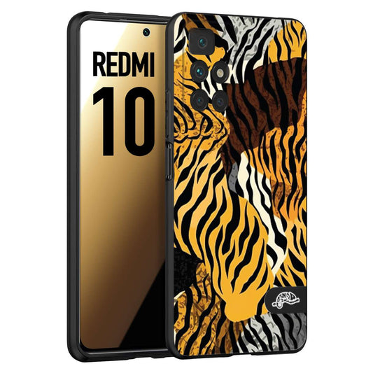 CUSTOMIZZA - Custodia cover nera morbida in tpu compatibile per Xiaomi Redmi 10 leopardato tigrato tiger colorata donna fashion estate