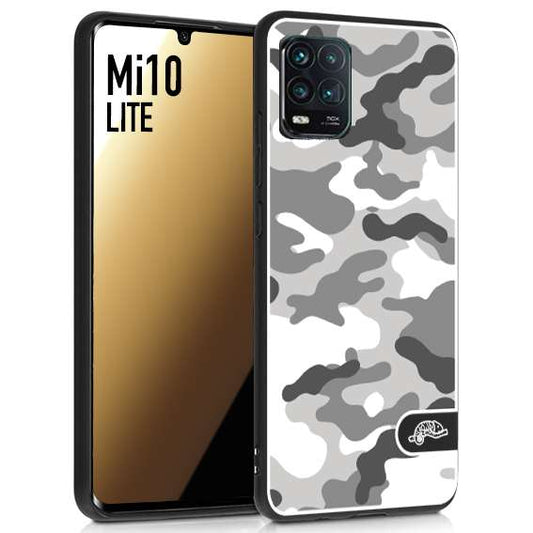 CUSTOMIZZA - Custodia cover nera morbida in tpu compatibile per Xiaomi Mi 10 LITE camouflage mimetico militare bianco white