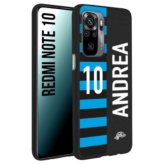 CUSTOMIZZA - Custodia cover nera morbida in tpu compatibile per Xiaomi Redmi Note 10 personalizzata calcio football nome e numero calciatori nerazzurra