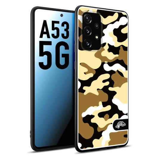 CUSTOMIZZA - Custodia cover nera morbida in tpu compatibile per Samsung A53 5G camouflage mimetico militare giallo desert brown