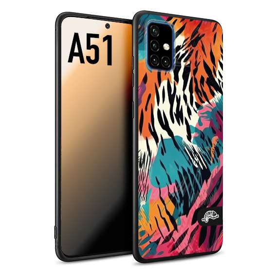 CUSTOMIZZA - Custodia cover nera morbida in tpu compatibile per Samsung A51 leopardato maculato tigrato tiger colorata summer color