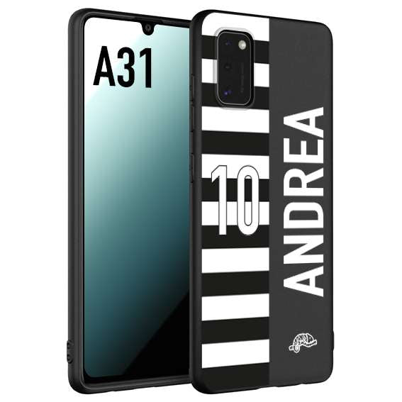 CUSTOMIZZA - Custodia cover nera morbida in tpu compatibile per Samsung A31 personalizzata calcio football nome e numero calciatori bianconera