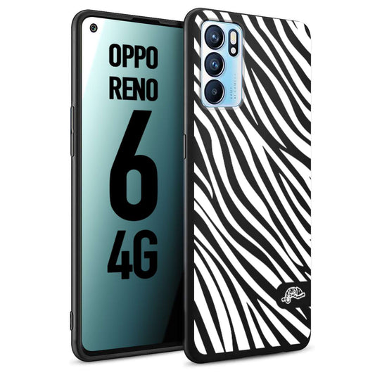 CUSTOMIZZA - Custodia cover nera morbida in tpu compatibile per Oppo Reno 6 4G zebrata maculata a rilievo soft touch donna bianca