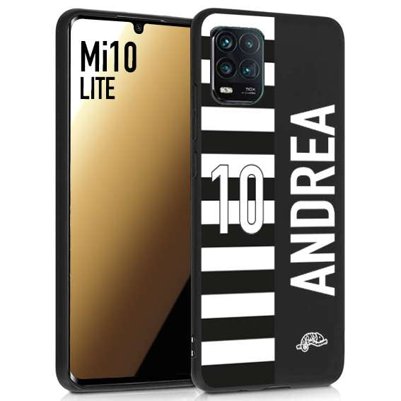 CUSTOMIZZA - Custodia cover nera morbida in tpu compatibile per Xiaomi Mi 10 LITE personalizzata calcio football nome e numero calciatori bianconera