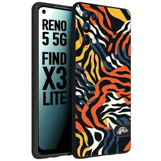 CUSTOMIZZA - Custodia cover nera morbida in tpu compatibile per Oppo Reno 5 5G leopardato maculato tigrato tiger colorata gialla blu arancio