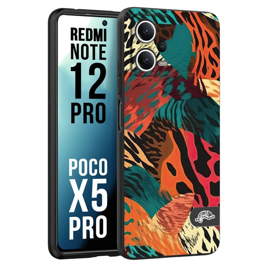 CUSTOMIZZA - Custodia cover nera morbida in tpu compatibile per Xiaomi Redmi Note 12 PRO - POCO X5 PRO leopardato tigrato tiger colorata summer arancio verde fucsia