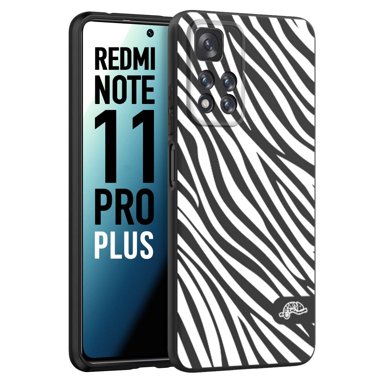 CUSTOMIZZA - Custodia cover nera morbida in tpu compatibile per Xiaomi Redmi Note 11 PRO PLUS zebrata maculata a rilievo soft touch donna bianca