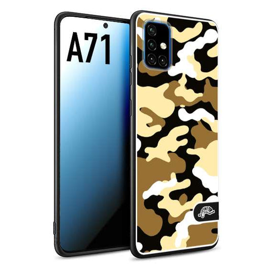 CUSTOMIZZA - Custodia cover nera morbida in tpu compatibile per Samsung A71 camouflage mimetico militare giallo desert brown