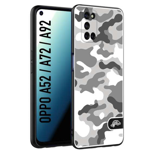 CUSTOMIZZA - Custodia cover nera morbida in tpu compatibile per Oppo A52 - A72 - A92 camouflage mimetico militare bianco white