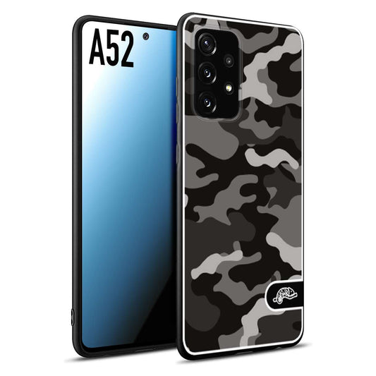 CUSTOMIZZA - Custodia cover nera morbida in tpu compatibile per Samsung A52 camouflage mimetico militare nero black grigio