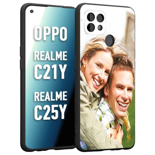 CUSTOMIZZA - Custodia cover nera morbida in tpu compatibile per Oppo Realme C21Y - C25Y personalizzata con foto immagine scritta a piacere