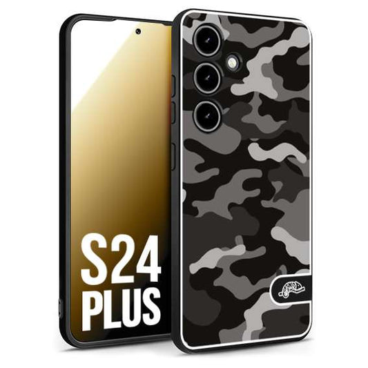 CUSTOMIZZA - Custodia cover nera morbida in tpu compatibile per Samsung S24 PLUS camouflage mimetico militare nero black grigio