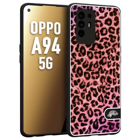 CUSTOMIZZA - Custodia cover nera morbida in tpu compatibile per Oppo A94 5G leopardato maculato donna rosa leopard